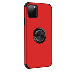 Funda Bumper Silicona y Plastico Mate Carcasa con Magnetico Anillo de dedo Soporte R06 para Apple iPhone 11 Pro Max Rojo