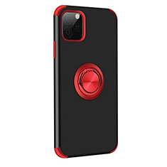 Funda Bumper Silicona y Plastico Mate Carcasa con Magnetico Anillo de dedo Soporte R06 para Apple iPhone 11 Pro Rojo y Negro