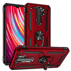 Funda Bumper Silicona y Plastico Mate Carcasa con Magnetico Anillo de dedo Soporte R06 para Xiaomi Redmi Note 8 Pro Rojo