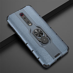 Funda Bumper Silicona y Plastico Mate Carcasa con Magnetico Anillo de dedo Soporte R07 para Xiaomi Mi 9T Azul
