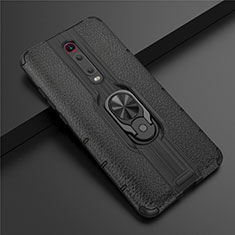 Funda Bumper Silicona y Plastico Mate Carcasa con Magnetico Anillo de dedo Soporte R07 para Xiaomi Mi 9T Pro Negro