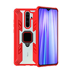 Funda Bumper Silicona y Plastico Mate Carcasa con Magnetico Anillo de dedo Soporte R09 para Xiaomi Redmi Note 8 Pro Rojo