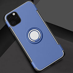 Funda Bumper Silicona y Plastico Mate Carcasa con Magnetico Anillo de dedo Soporte S01 para Apple iPhone 11 Pro Azul