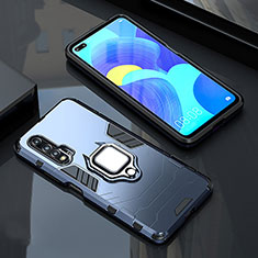 Funda Bumper Silicona y Plastico Mate Carcasa con Magnetico Anillo de dedo Soporte S01 para Huawei Nova 6 5G Azul