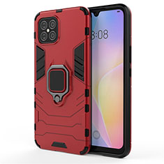 Funda Bumper Silicona y Plastico Mate Carcasa con Magnetico Anillo de dedo Soporte S01 para Huawei Nova 8 SE 5G Rojo