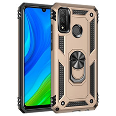 Funda Bumper Silicona y Plastico Mate Carcasa con Magnetico Anillo de dedo Soporte S01 para Huawei Nova Lite 3 Plus Oro