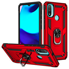 Funda Bumper Silicona y Plastico Mate Carcasa con Magnetico Anillo de dedo Soporte S01 para Motorola Moto E40 Rojo