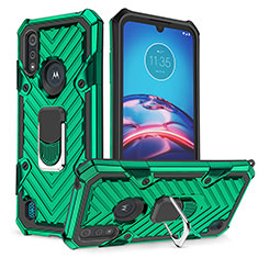 Funda Bumper Silicona y Plastico Mate Carcasa con Magnetico Anillo de dedo Soporte S01 para Motorola Moto E6s (2020) Verde