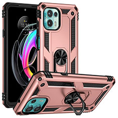 Funda Bumper Silicona y Plastico Mate Carcasa con Magnetico Anillo de dedo Soporte S01 para Motorola Moto Edge 20 Lite 5G Oro Rosa