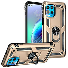 Funda Bumper Silicona y Plastico Mate Carcasa con Magnetico Anillo de dedo Soporte S01 para Motorola Moto Edge S 5G Oro