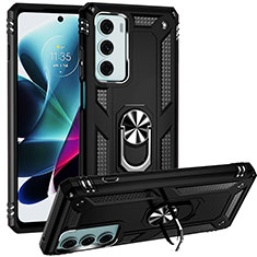 Funda Bumper Silicona y Plastico Mate Carcasa con Magnetico Anillo de dedo Soporte S01 para Motorola Moto Edge S30 5G Negro