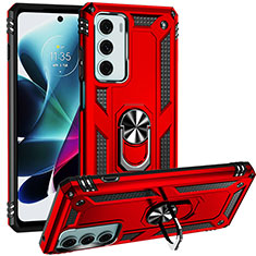 Funda Bumper Silicona y Plastico Mate Carcasa con Magnetico Anillo de dedo Soporte S01 para Motorola Moto Edge S30 5G Rojo