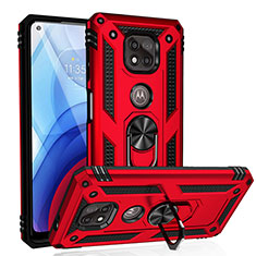Funda Bumper Silicona y Plastico Mate Carcasa con Magnetico Anillo de dedo Soporte S01 para Motorola Moto G Power (2021) Rojo