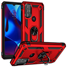 Funda Bumper Silicona y Plastico Mate Carcasa con Magnetico Anillo de dedo Soporte S01 para Motorola Moto G Power (2022) Rojo