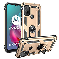 Funda Bumper Silicona y Plastico Mate Carcasa con Magnetico Anillo de dedo Soporte S01 para Motorola Moto G10 Oro