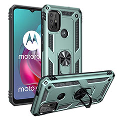 Funda Bumper Silicona y Plastico Mate Carcasa con Magnetico Anillo de dedo Soporte S01 para Motorola Moto G10 Power Verde