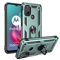 Funda Bumper Silicona y Plastico Mate Carcasa con Magnetico Anillo de dedo Soporte S01 para Motorola Moto G20 Verde