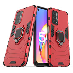 Funda Bumper Silicona y Plastico Mate Carcasa con Magnetico Anillo de dedo Soporte S01 para OnePlus Nord N200 5G Rojo