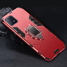 Funda Bumper Silicona y Plastico Mate Carcasa con Magnetico Anillo de dedo Soporte S01 para Oppo A73 5G Rojo