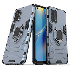 Funda Bumper Silicona y Plastico Mate Carcasa con Magnetico Anillo de dedo Soporte S01 para Oppo A74 4G Azul