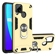 Funda Bumper Silicona y Plastico Mate Carcasa con Magnetico Anillo de dedo Soporte S01 para Realme C15 Oro