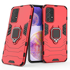 Funda Bumper Silicona y Plastico Mate Carcasa con Magnetico Anillo de dedo Soporte S01 para Samsung Galaxy A23 5G Rojo