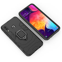 Funda Bumper Silicona y Plastico Mate Carcasa con Magnetico Anillo de dedo Soporte S01 para Samsung Galaxy A30 Negro