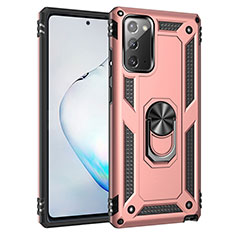 Funda Bumper Silicona y Plastico Mate Carcasa con Magnetico Anillo de dedo Soporte S01 para Samsung Galaxy Note 20 5G Oro Rosa