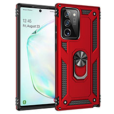 Funda Bumper Silicona y Plastico Mate Carcasa con Magnetico Anillo de dedo Soporte S01 para Samsung Galaxy Note 20 Ultra 5G Rojo