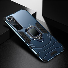 Funda Bumper Silicona y Plastico Mate Carcasa con Magnetico Anillo de dedo Soporte S01 para Xiaomi Mi 10 Ultra Azul