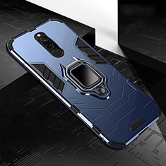 Funda Bumper Silicona y Plastico Mate Carcasa con Magnetico Anillo de dedo Soporte S01 para Xiaomi Redmi 8 Azul