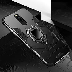 Funda Bumper Silicona y Plastico Mate Carcasa con Magnetico Anillo de dedo Soporte S01 para Xiaomi Redmi 8 Negro