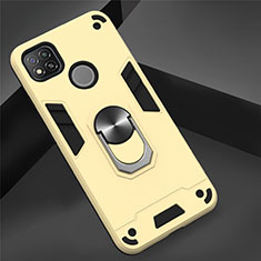 Funda Bumper Silicona y Plastico Mate Carcasa con Magnetico Anillo de dedo Soporte S01 para Xiaomi Redmi 9C Oro