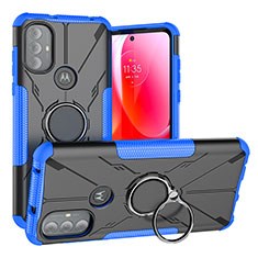 Funda Bumper Silicona y Plastico Mate Carcasa con Magnetico Anillo de dedo Soporte S02 para Motorola Moto G Power (2022) Azul