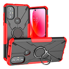 Funda Bumper Silicona y Plastico Mate Carcasa con Magnetico Anillo de dedo Soporte S02 para Motorola Moto G Power (2022) Rojo