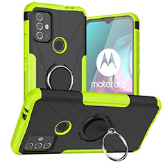 Funda Bumper Silicona y Plastico Mate Carcasa con Magnetico Anillo de dedo Soporte S02 para Motorola Moto G10 Power Verde