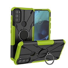 Funda Bumper Silicona y Plastico Mate Carcasa con Magnetico Anillo de dedo Soporte S02 para Motorola Moto G71 5G Verde