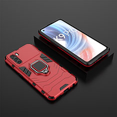 Funda Bumper Silicona y Plastico Mate Carcasa con Magnetico Anillo de dedo Soporte S02 para Oppo K9 Pro 5G Rojo