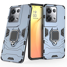 Funda Bumper Silicona y Plastico Mate Carcasa con Magnetico Anillo de dedo Soporte S02 para Oppo Reno8 Pro+ Plus 5G Azul