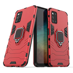 Funda Bumper Silicona y Plastico Mate Carcasa con Magnetico Anillo de dedo Soporte S02 para Samsung Galaxy F52 5G Rojo