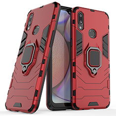 Funda Bumper Silicona y Plastico Mate Carcasa con Magnetico Anillo de dedo Soporte S02 para Samsung Galaxy M01s Rojo