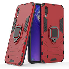 Funda Bumper Silicona y Plastico Mate Carcasa con Magnetico Anillo de dedo Soporte S02 para Samsung Galaxy M10 Rojo