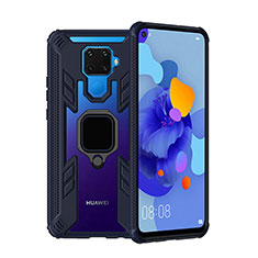 Funda Bumper Silicona y Plastico Mate Carcasa con Magnetico Anillo de dedo Soporte S03 para Huawei Nova 5i Pro Azul