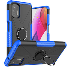 Funda Bumper Silicona y Plastico Mate Carcasa con Magnetico Anillo de dedo Soporte S03 para Motorola Moto G Stylus (2021) Azul