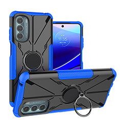 Funda Bumper Silicona y Plastico Mate Carcasa con Magnetico Anillo de dedo Soporte S03 para Motorola Moto G Stylus (2022) 4G Azul