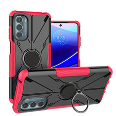 Funda Bumper Silicona y Plastico Mate Carcasa con Magnetico Anillo de dedo Soporte S03 para Motorola Moto G Stylus (2022) 5G Rosa Roja
