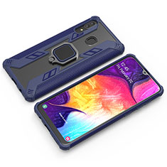 Funda Bumper Silicona y Plastico Mate Carcasa con Magnetico Anillo de dedo Soporte S03 para Samsung Galaxy A30 Azul