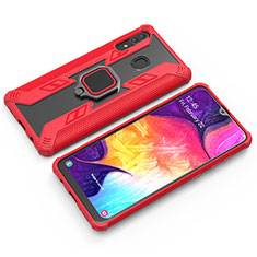 Funda Bumper Silicona y Plastico Mate Carcasa con Magnetico Anillo de dedo Soporte S03 para Samsung Galaxy A30 Rojo