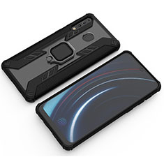 Funda Bumper Silicona y Plastico Mate Carcasa con Magnetico Anillo de dedo Soporte S03 para Samsung Galaxy A40s Negro