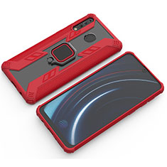 Funda Bumper Silicona y Plastico Mate Carcasa con Magnetico Anillo de dedo Soporte S03 para Samsung Galaxy A40s Rojo